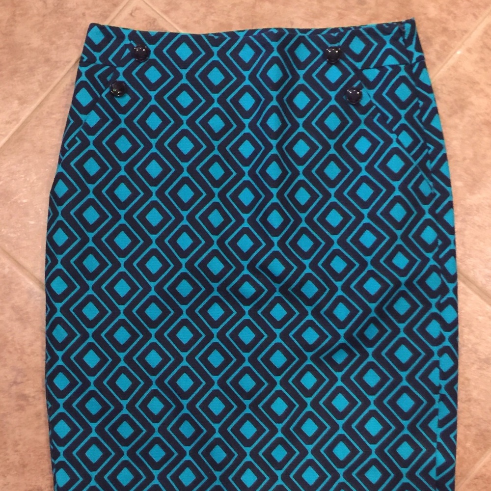 LOFT Teal & Navy Pencil Skirt